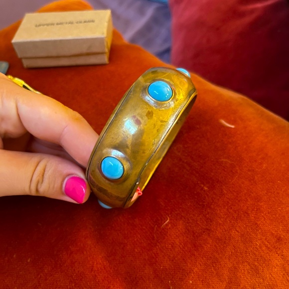 Southwestern Turquoise and Bronze studded bracelet - Picture 1 of 2